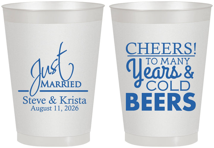 Personalized Wedding 8 oz Frosted Cups - Cheers Years Cold Beers | 274