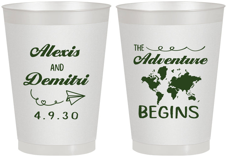 Personalized Wedding 8 oz Frosted Cups - The Adventure Begins | 276