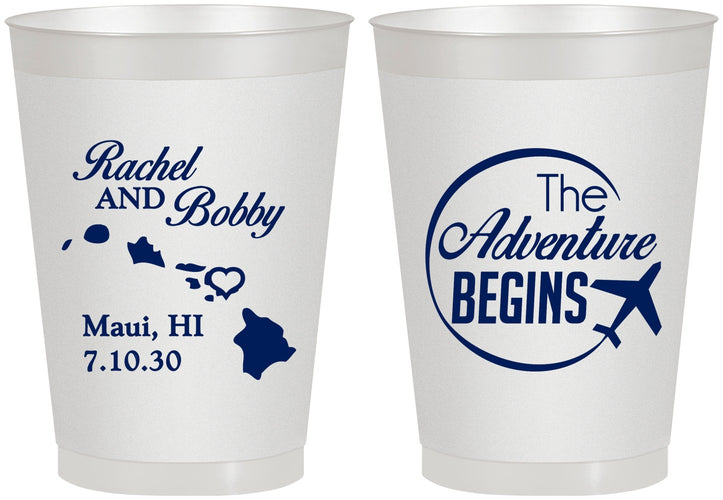 Personalized Wedding 8 oz Frosted Cups - The Adventure Begins | 278