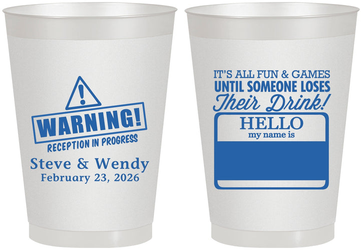 Personalized Wedding 8 oz Frosted Cups - Hello My Name Is | 280