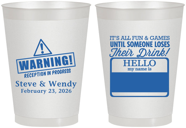 Personalized Wedding 8 oz Frosted Cups - Hello My Name Is | 280