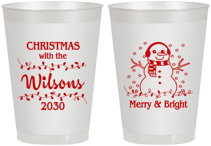 Personalized Christmas 8 oz Frosted Cups - Snowman | 280002