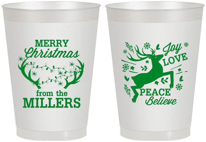 Personalized Christmas 8 oz Frosted Cups - Reindeer | 280003