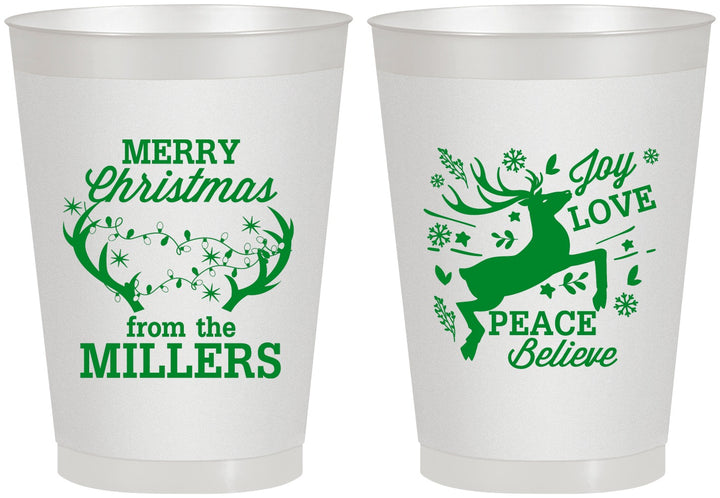 Personalized Christmas 8 oz Frosted Cups - Reindeer | 280003
