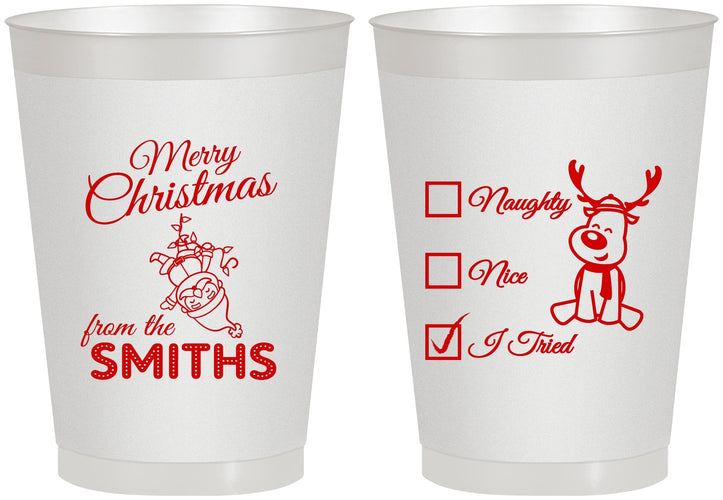Personalized Christmas 8 oz Frosted Cups - Naughty Or Nice | 280004