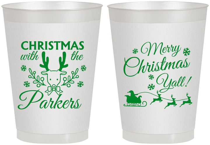 Personalized Christmas 8 oz Frosted Cups - Reindeer | 280005