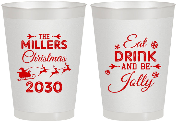 Personalized Christmas 8 oz Frosted Cups - Eat Drink And Be Jolly | 280010