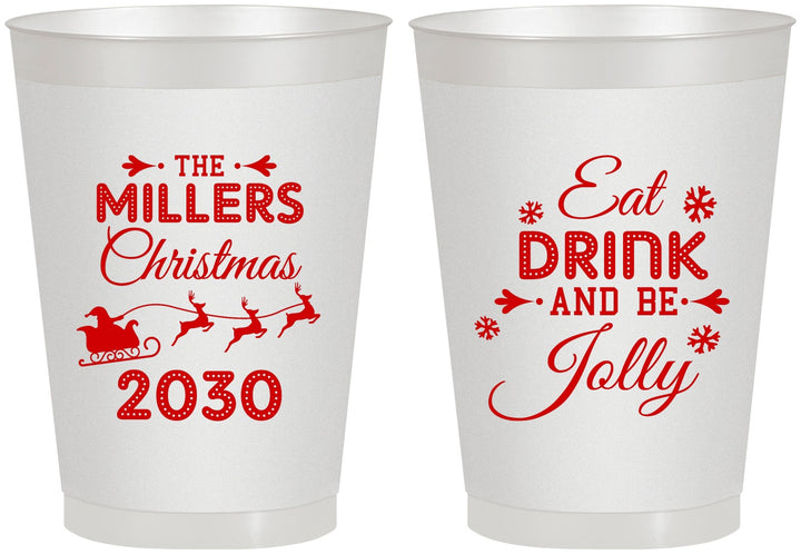 Personalized Christmas 8 oz Frosted Cups - Eat Drink And Be Jolly | 280010