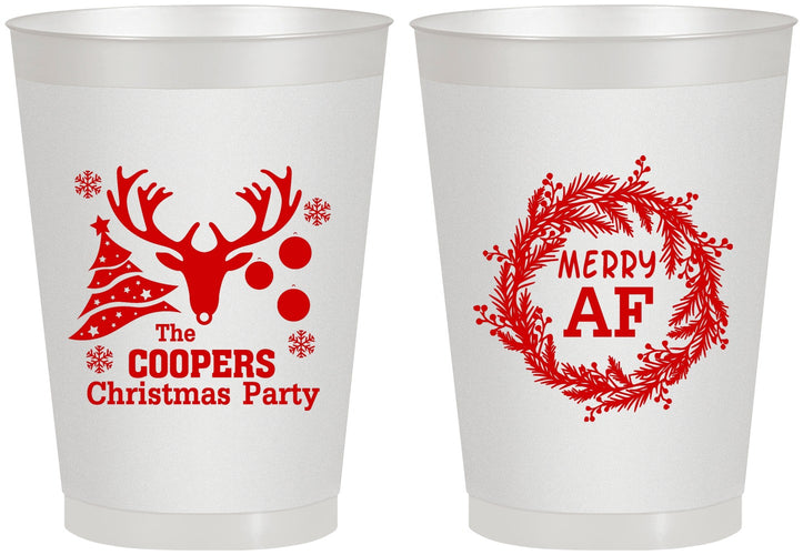Personalized Christmas 8 oz Frosted Cups - Merry Af | 280014