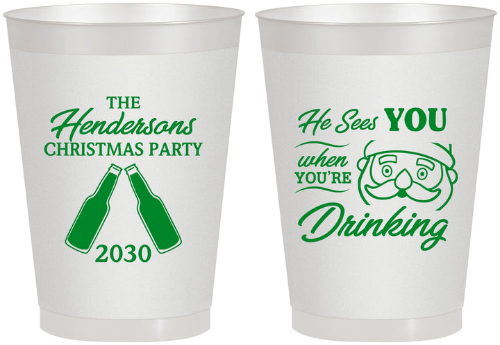 Personalized Christmas 8 oz Frosted Cups - Santa | 280015