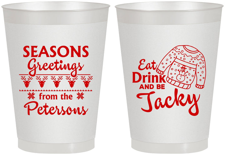 Personalized Christmas 8 oz Frosted Cups - Eat Drink Be Jacky | 280016