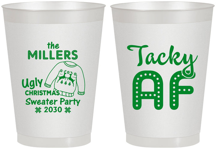 Personalized Christmas 8 oz Frosted Cups - Tacky Af | 280017