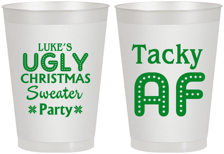 Personalized Christmas 8 oz Frosted Cups - Tacky Af | 280021