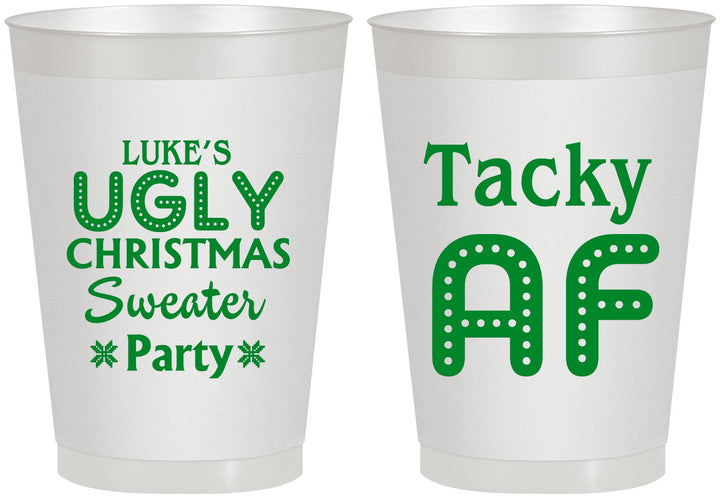 Personalized Christmas 8 oz Frosted Cups - Tacky Af | 280021