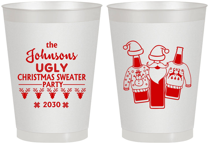 Personalized Christmas 8 oz Frosted Cups - Ugly Sweater | 280022
