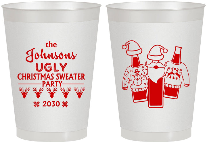 Personalized Christmas 8 oz Frosted Cups - Ugly Sweater | 280022