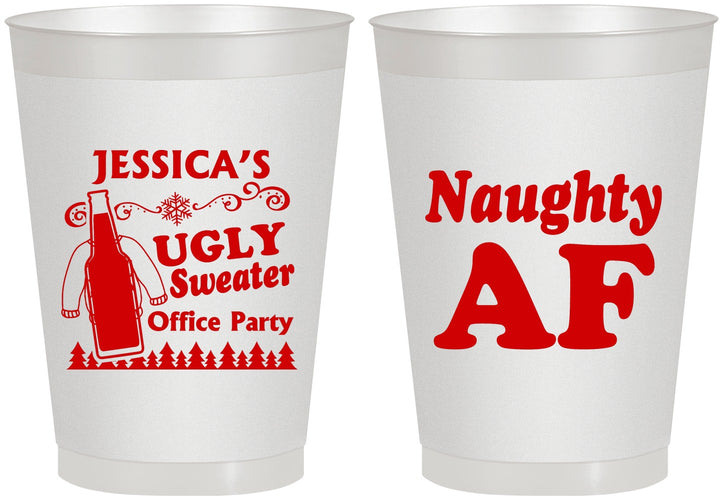 Personalized Christmas 8 oz Frosted Cups - Eat Drink Be Ugly | 280024