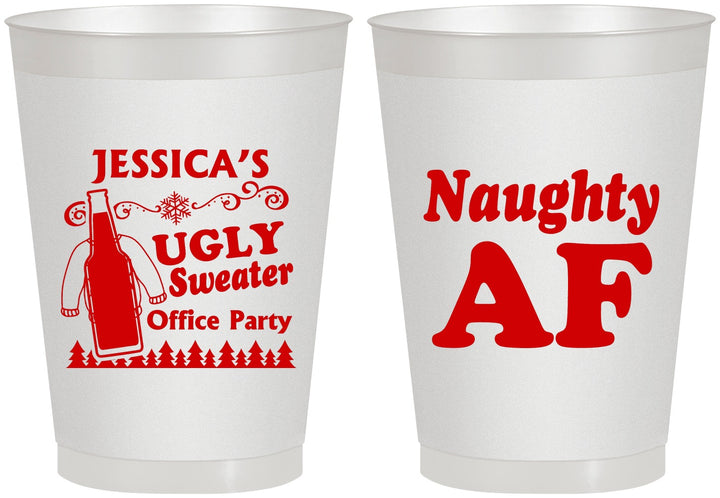 Personalized Christmas 8 oz Frosted Cups - Eat Drink Be Ugly | 280024