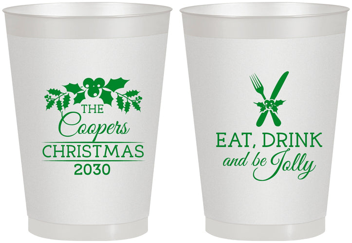 Personalized Christmas 8 oz Frosted Cups - Eat Drink And Be Jolly | 280033