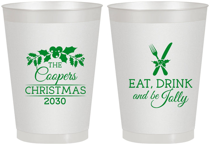 Personalized Christmas 8 oz Frosted Cups - Eat Drink And Be Jolly | 280033