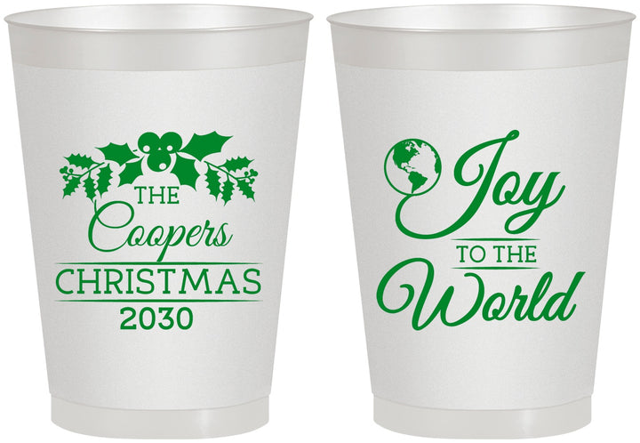 Personalized Christmas 8 oz Frosted Cups - Joy To The World | 280035