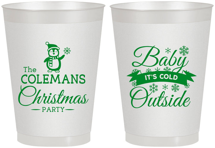 Personalized Christmas 8 oz Frosted Cups - Cold Outside | 280043
