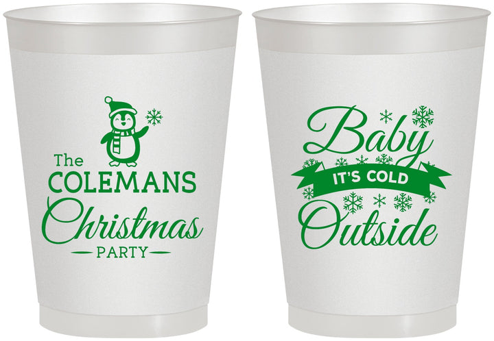 Personalized Christmas 8 oz Frosted Cups - Cold Outside | 280043