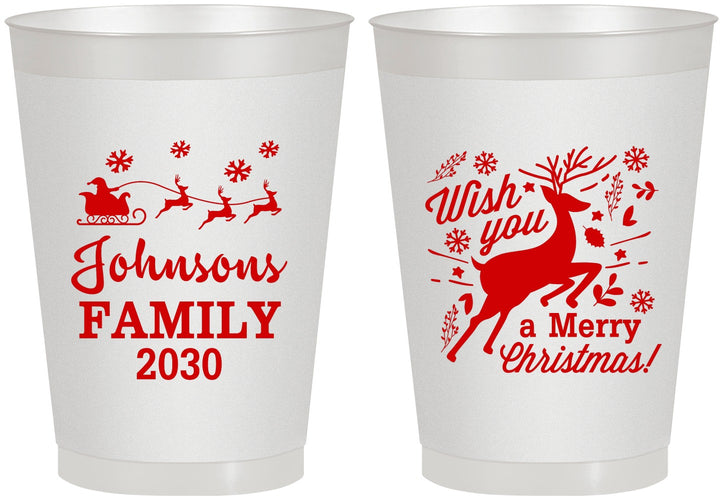 Personalized Christmas 8 oz Frosted Cups - Reindeer | 280044