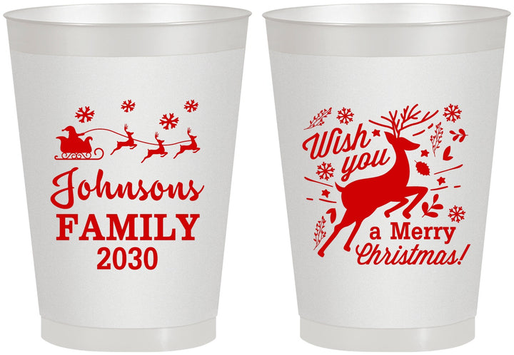 Personalized Christmas 8 oz Frosted Cups - Reindeer | 280044