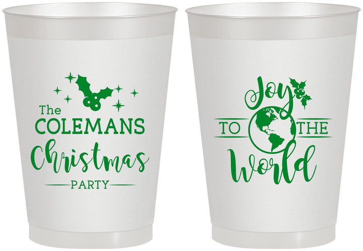 Personalized Christmas 8 oz Frosted Cups - Joy To The World | 280045