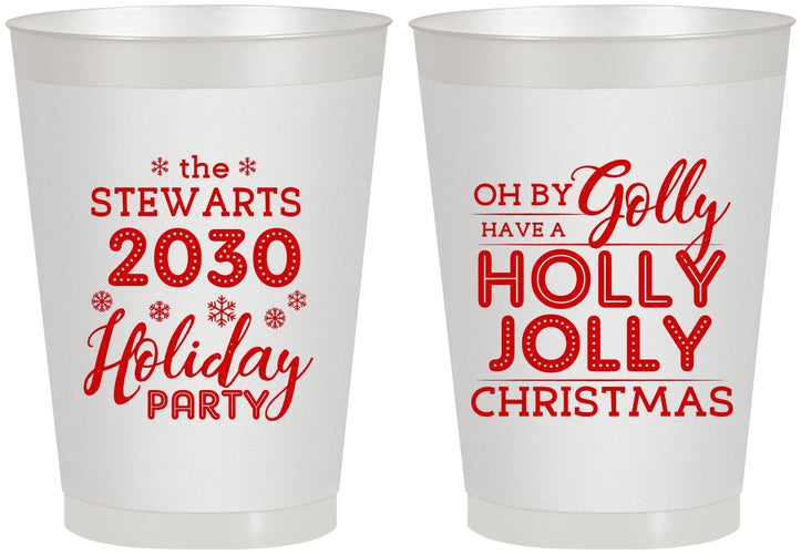 Personalized Christmas 8 oz Frosted Cups - Holly Jolly | 280046
