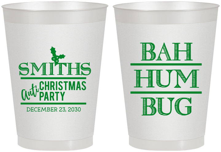 Personalized Christmas 8 oz Frosted Cups - Bah Hum Bug | 280057