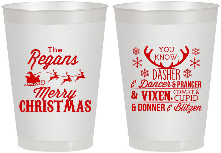 Personalized Christmas 8 oz Frosted Cups - Reindeer | 280062