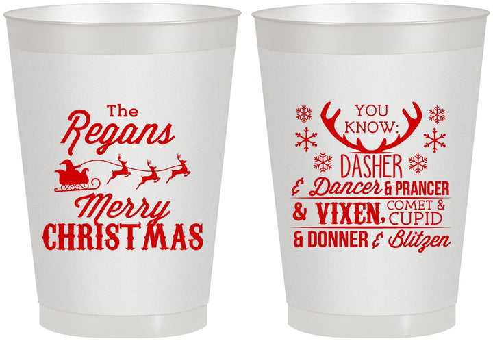 Personalized Christmas 8 oz Frosted Cups - Reindeer | 280062