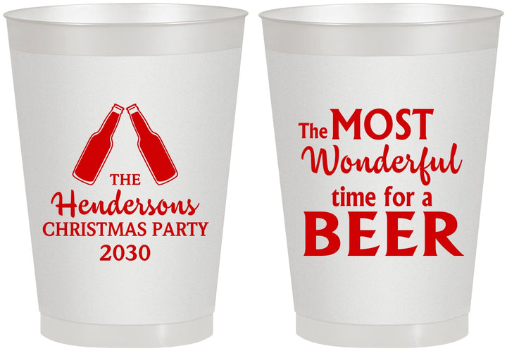 Personalized Christmas 8 oz Frosted Cups - Wonderful Time For A Beer | 280064
