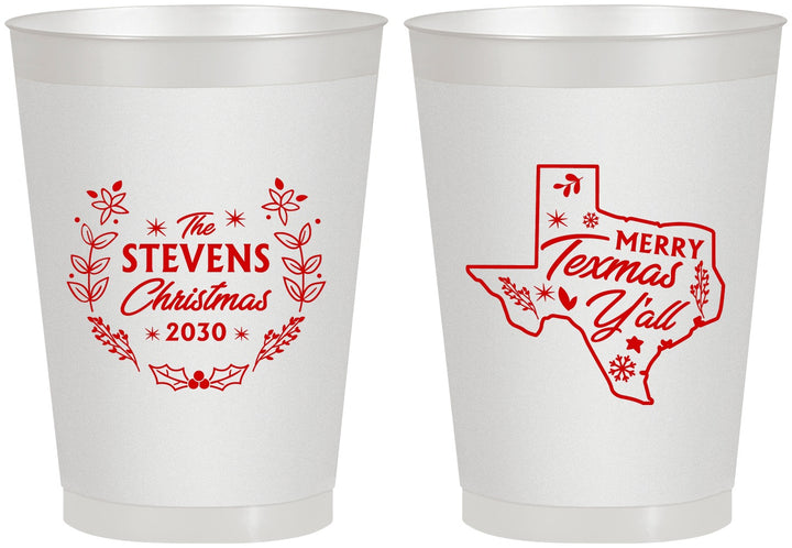 Personalized Christmas 8 oz Frosted Cups - Texmas Yall | 280074