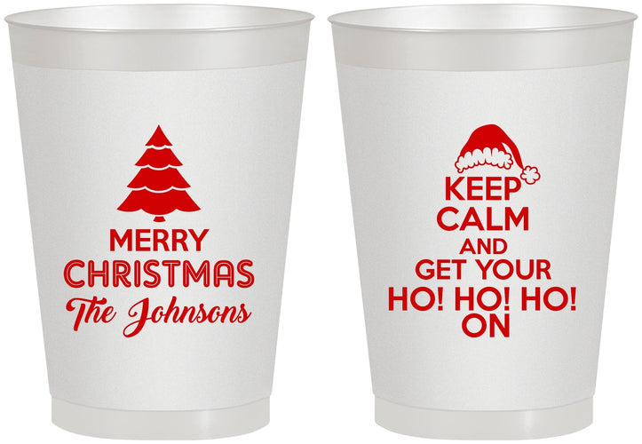 Personalized Christmas 8 oz Frosted Cups - Ho Ho Ho | 280076