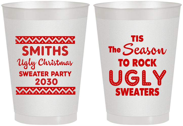 Personalized Christmas 8 oz Frosted Cups - Ugly Sweater | 280080