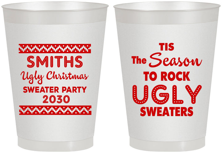 Personalized Christmas 8 oz Frosted Cups - Ugly Sweater | 280080