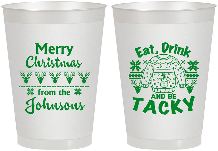 Personalized Christmas 8 oz Frosted Cups - Eat Drink Tacky | 280081