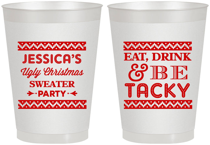 Personalized Christmas 8 oz Frosted Cups - Eat Drink Tacky | 280082