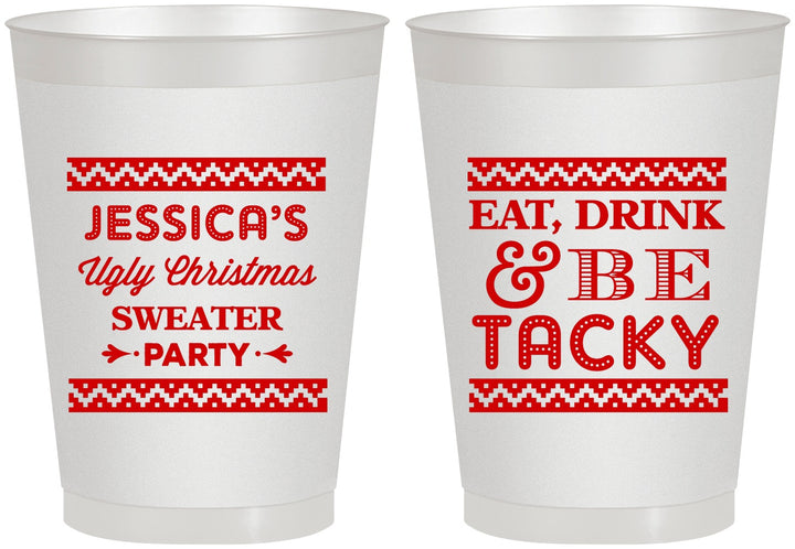 Personalized Christmas 8 oz Frosted Cups - Eat Drink Tacky | 280082
