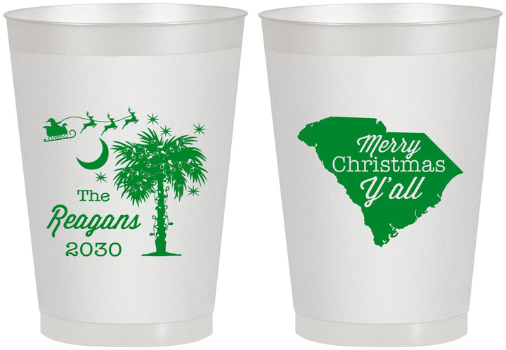 Personalized Christmas 8 oz Frosted Cups - South Carolina | 280083