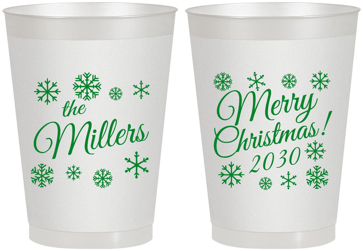 Personalized Christmas 8 oz Frosted Cups - Snowflakes | 280089
