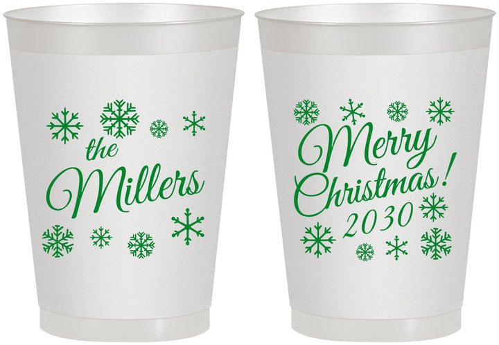 Personalized Christmas 8 oz Frosted Cups - Snowflakes | 280089