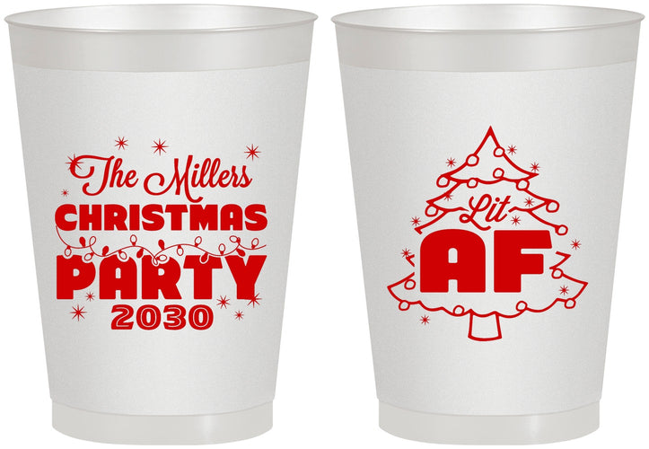 Personalized Christmas 8 oz Frosted Cups - Lit Af | 280090