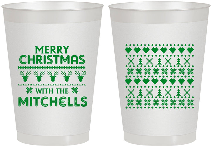 Personalized Christmas 8 oz Frosted Cups - Ugly Sweater | 280091