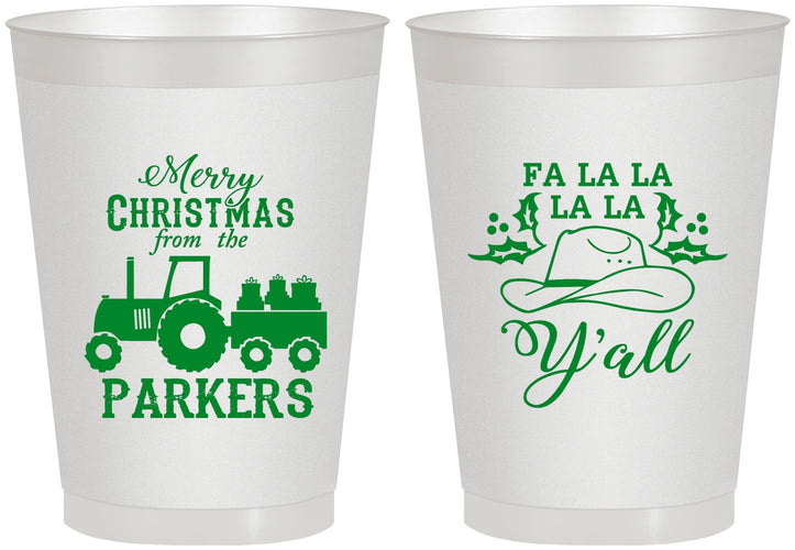 Personalized Christmas 8 oz Frosted Cups - Country | 280097