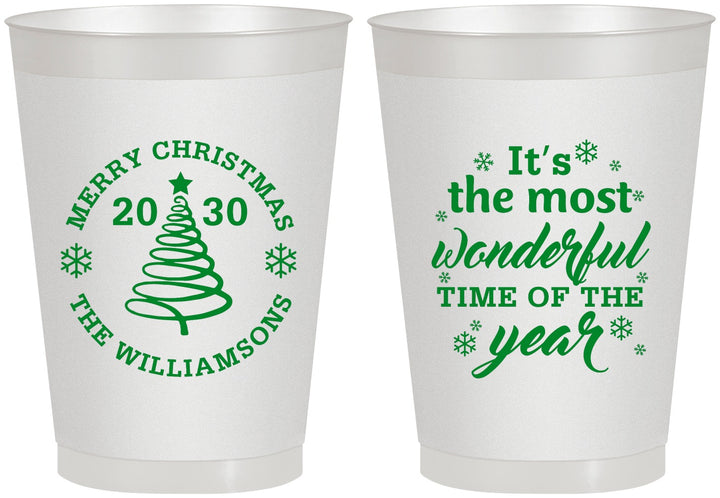 Personalized Christmas 8 oz Frosted Cups - Wonderful Time For A Beer | 280099