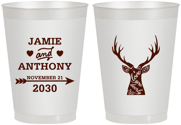 Personalized Wedding 8 oz Frosted Cups - Deer | 282